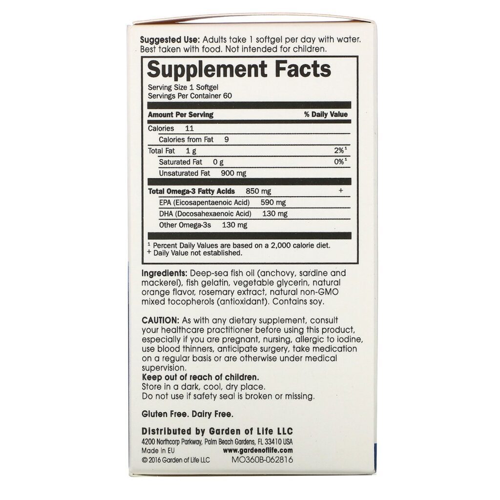 Minami Nutrition, Garden of Life, Supercritical Omega-3 Fish Oil, Orange, 60 Softgels - Imagem 2