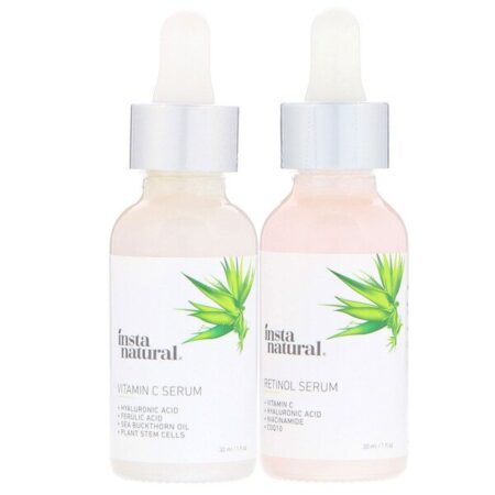 InstaNatural, Duo para Pele Dia e Noite, Kit de Soros que Desafiam a Idade, 2 Frascos, 30 ml (1 oz) Cada