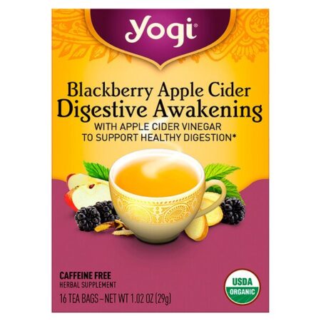 Yogi Tea, Digestive Awakening, Blackberry Apple Cider, Caffeine Free, 16 Tea Bags, 1.02 oz (29 g)