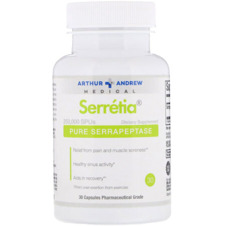 Arthur Andrew Medical, Serretia, Pure Serrapeptase, 500 mg, 30 Capsules