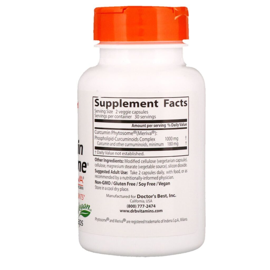 Doctor's Best, Fitossoma de Curcumina, com Meriva, 500 mg, 60 Cápsulas Vegetais - Imagem 2