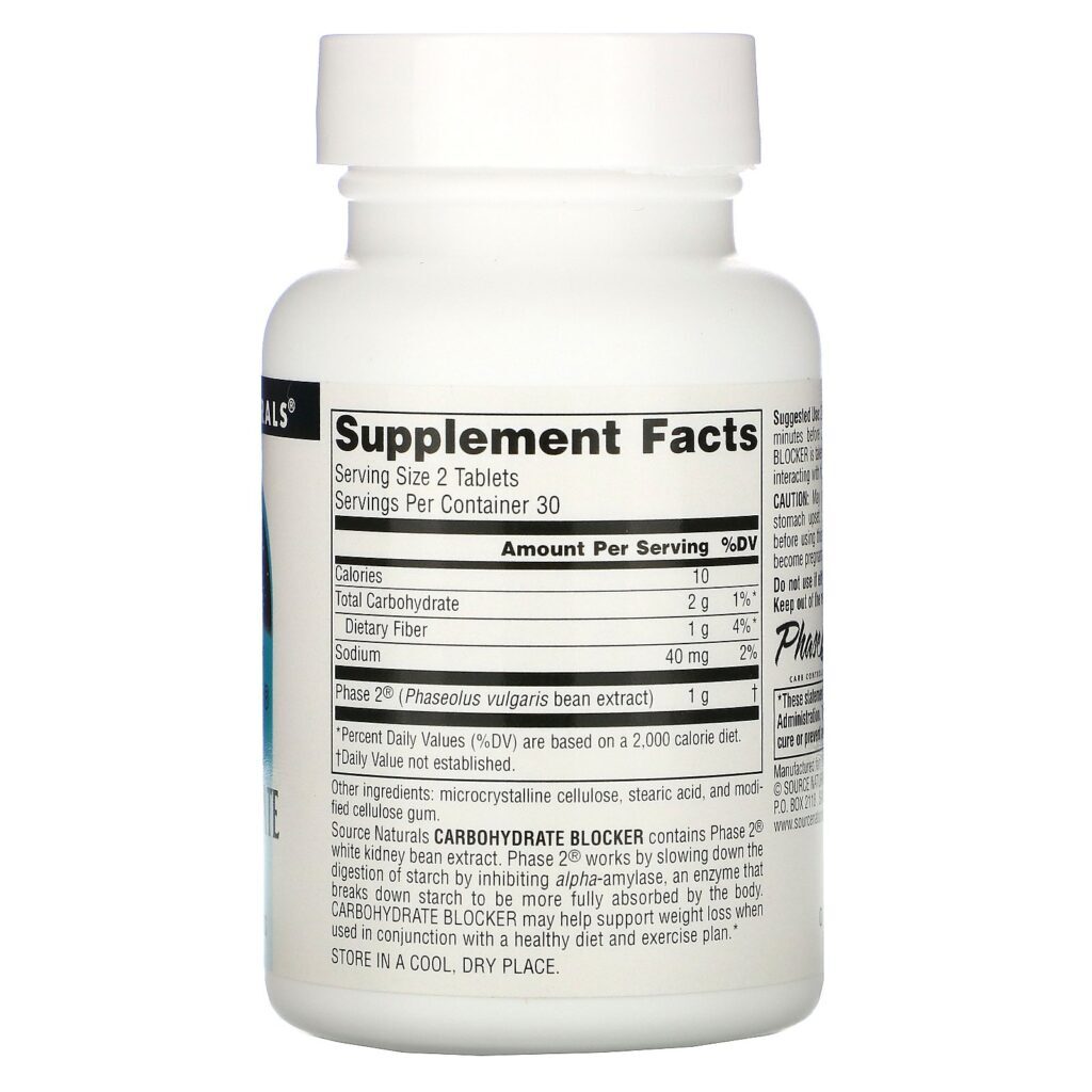 Source Naturals, Fase 2 Bloqueador de Carboidrato, 500 mg, 60 tabletes - Imagem 2