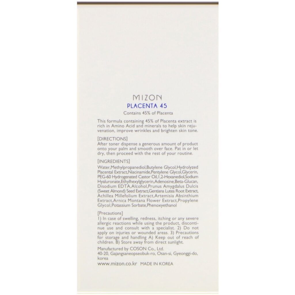 Mizon, Placenta 45 - Original Skin Energy, 1,01 fl oz (30 ml) - Imagem 3