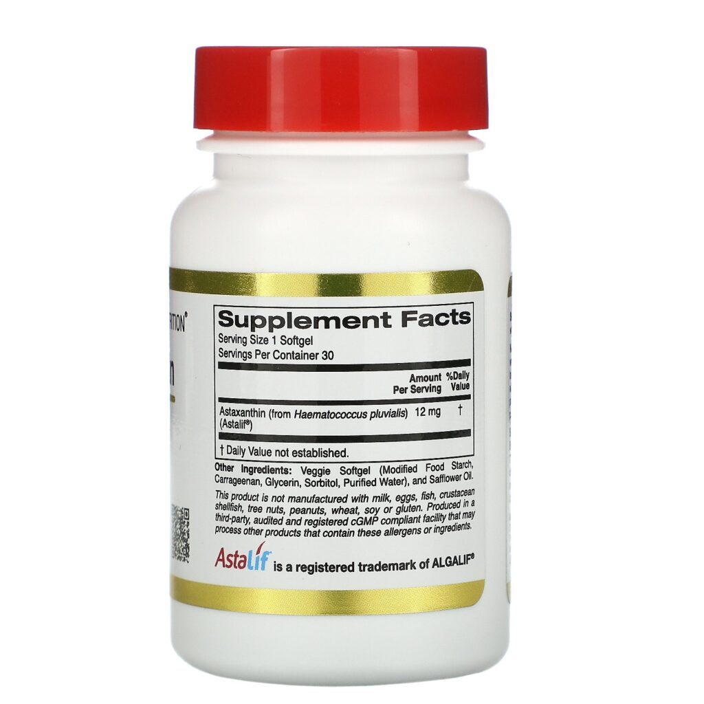 California Gold Nutrition, AstaLif, Astaxantina Islandesa Pura, 12 mg, 30 Cápsulas Softgel Vegetais - Imagem 2
