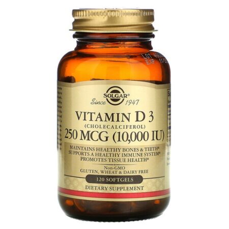 Solgar, Vitamina D3 (Colecalciferol), 250 mcg (10.000 UI), 120 Cápsulas Softgel