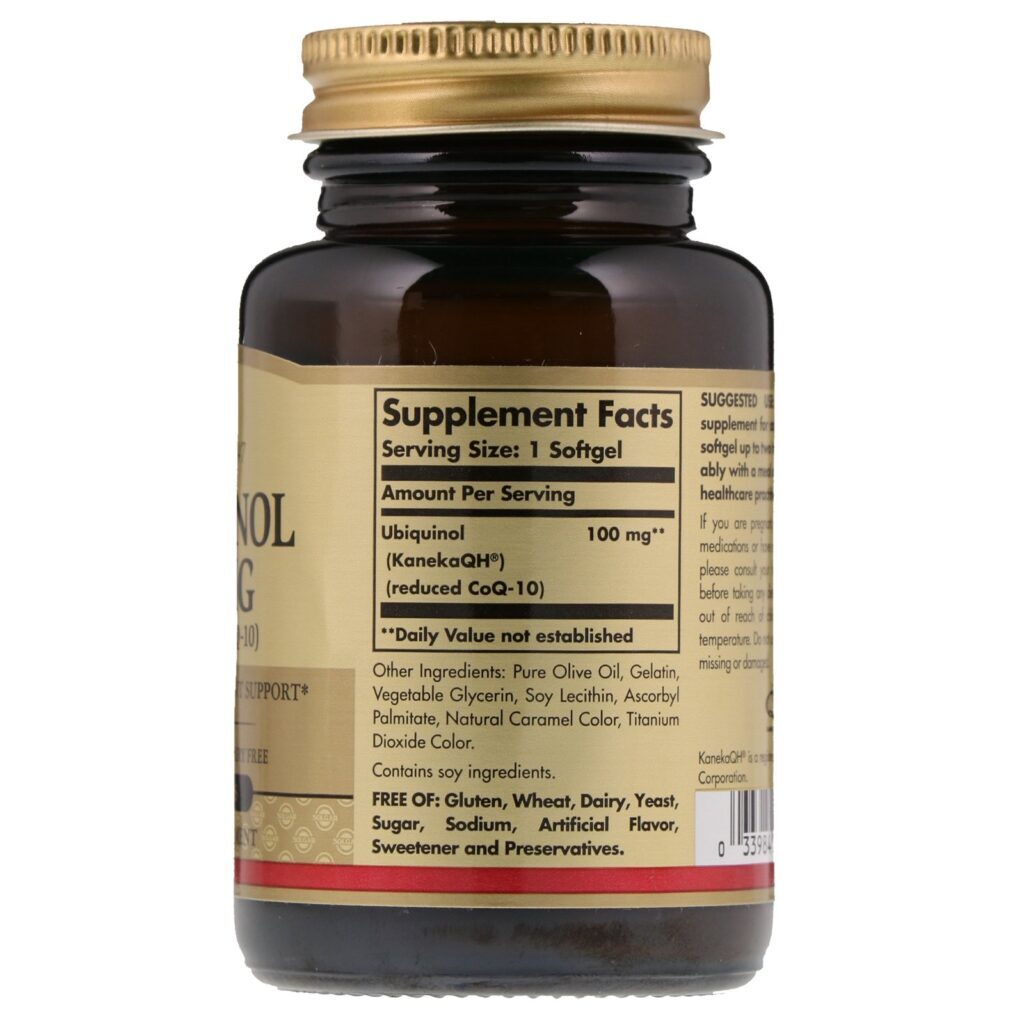 Solgar, Ubiquinol (CoQ10 Reduzido), 100 mg, 50 Cápsulas Softgel - Imagem 2