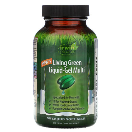 Irwin Naturals, Multivitamínico Living Green Líquido-Gel para Homens, 90 Cápsulas Gelatinosas Líquidas