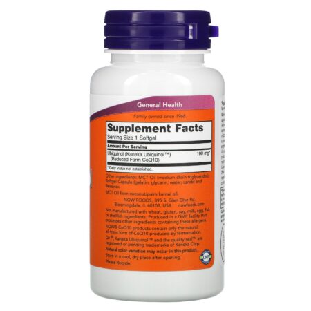 Now Foods, Ubiquinol, 100 mg, 60 cápsulas de gel - Image 2