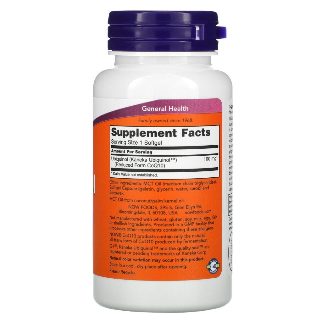 Now Foods, Ubiquinol, 100 mg, 60 cápsulas de gel - Imagem 2