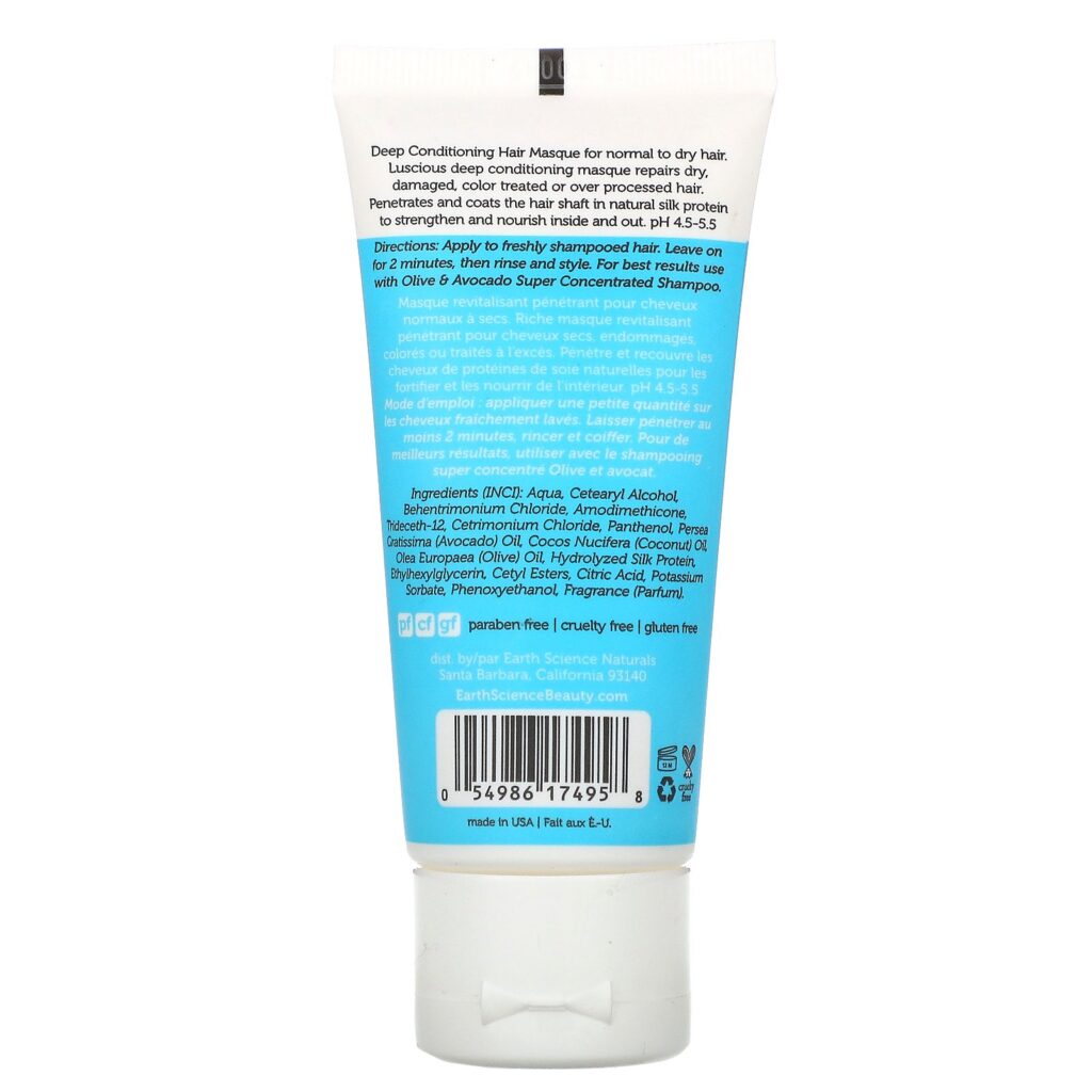 Earth Science, Condicionamento profundo, Máscara Capilar, Oliva e Abacate, 2 oz (59 g) - Imagem 2