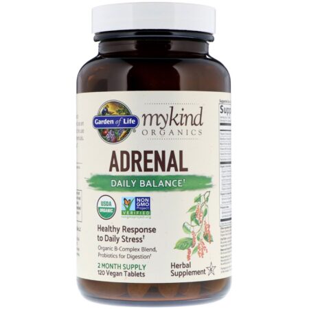 Garden of Life, MyKind Organics, Adrenal, Equilíbrio Diário, 120 Comprimidos Veganos - Image 3