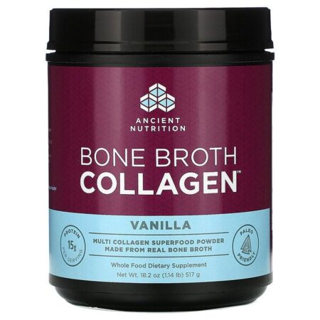 Dr. Axe / Ancient Nutrition, Bone Broth Collagen, Vanilla, 1.14 lbs (517 g)