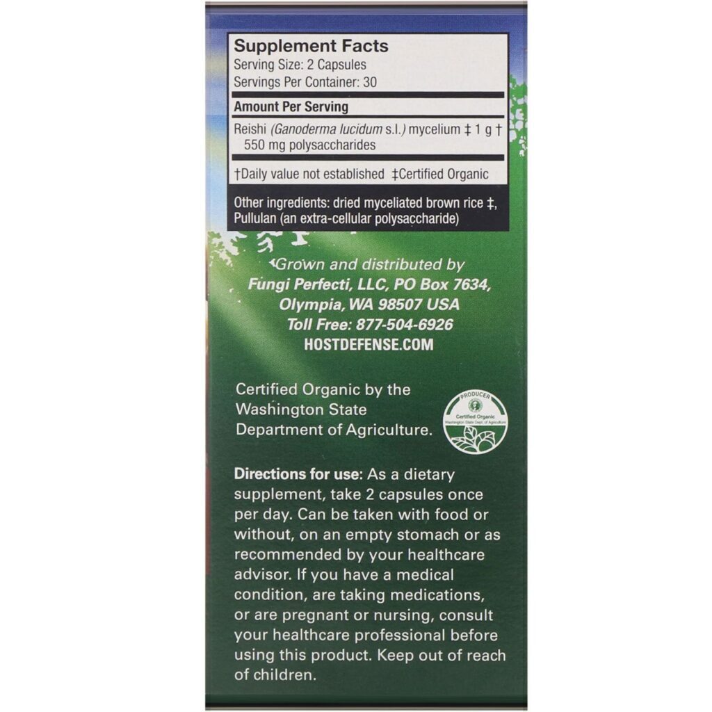 Fungi Perfecti, Mushrooms, Reishi, Longevity Support, 60 Vegetarian Capsules - Imagem 2