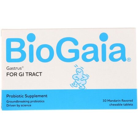 BioGaia, Gastrus, For GI Tract, Sabor Tangerina, 30 Comprimidos Mastigáveis