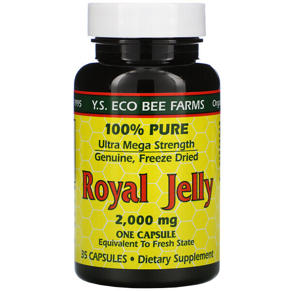 Y.S. Eco Bee Farms, Geléia real, 2.000 mg , 35 cápsulas