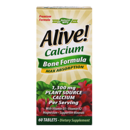 Nature's Way, Alive!, Cálcio, Fórmula Óssea, 1.300 mg, 60 Comprimidos