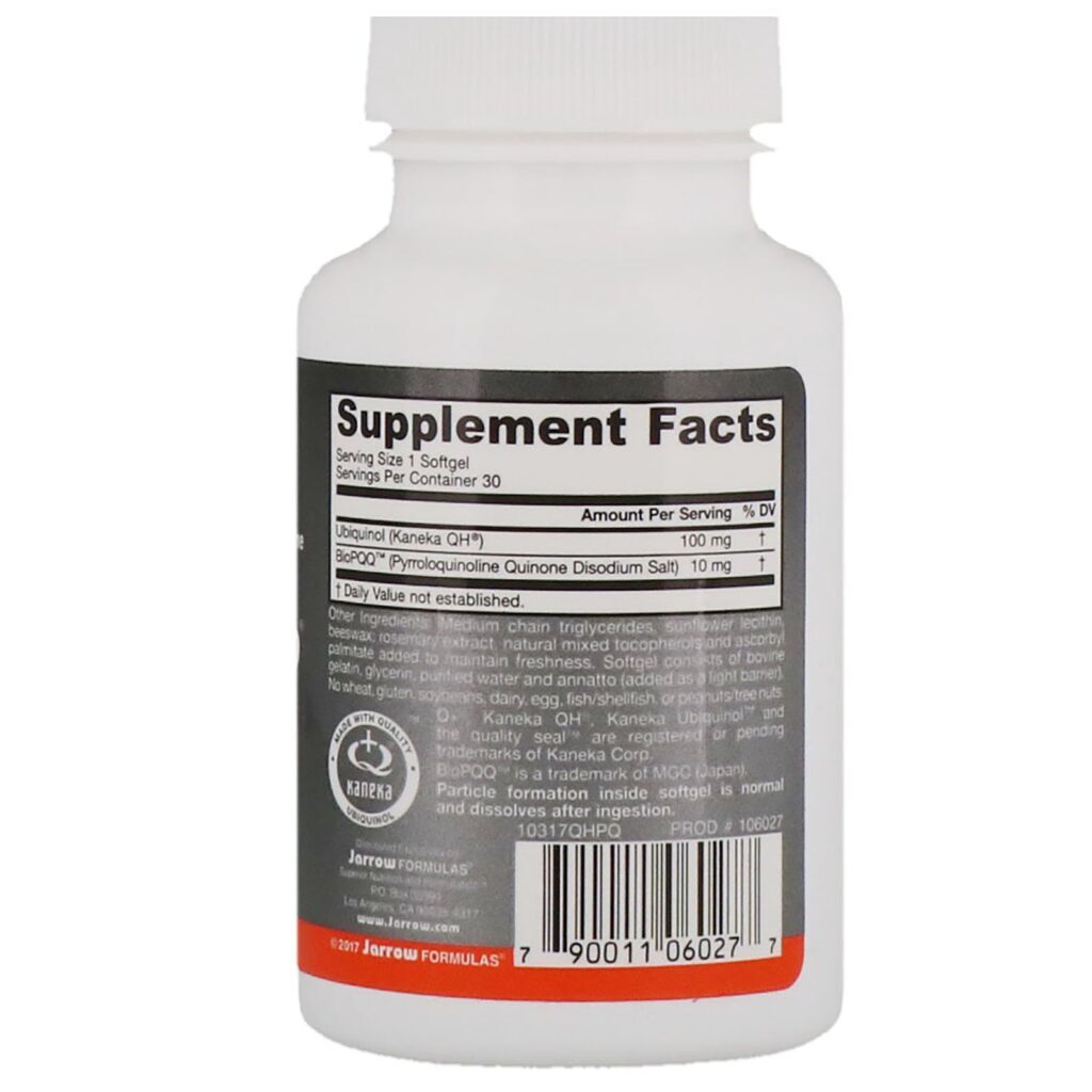 Jarrow Formulas, Ubiquinol, QH-Absorb + PQQ, 30 Cápsulas Softgel - Imagem 2