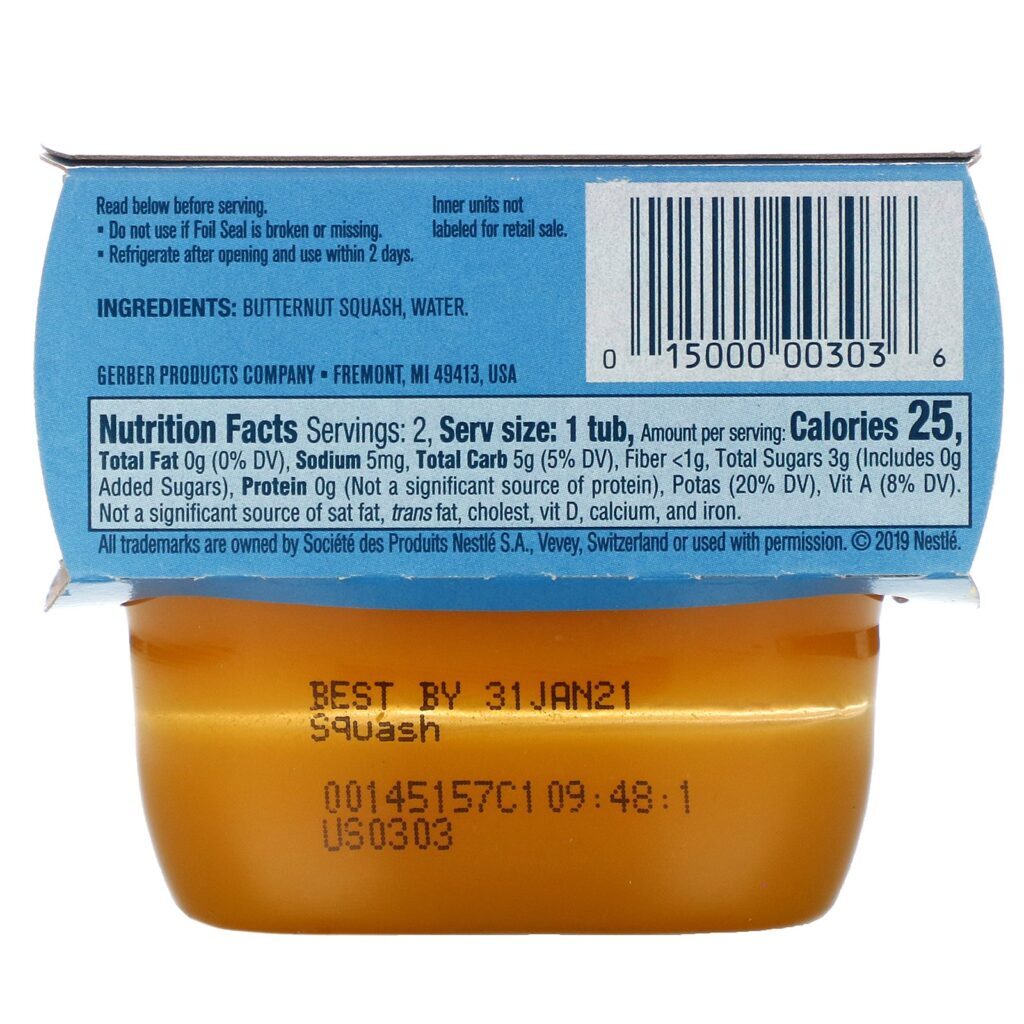 Gerber, Butternut Squash, 2 Pack, 2 oz (56 g) Each - Imagem 2