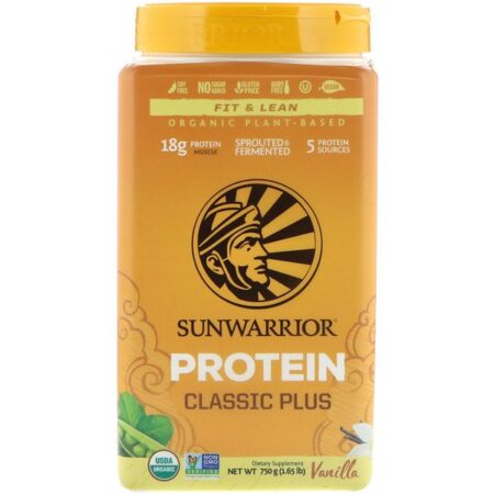 Sunwarrior, Classic Plus Protein, à Base de Plantas Orgânico, Baunilha, 750 g (1,65 lb)