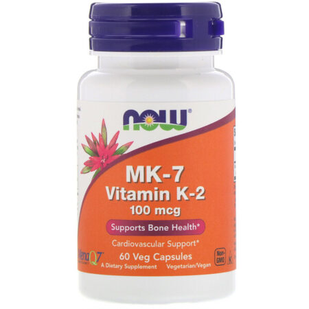 Now Foods, MK-7, Vitamina K-2, 100 mcg, 60 Cápsulas Vegetais