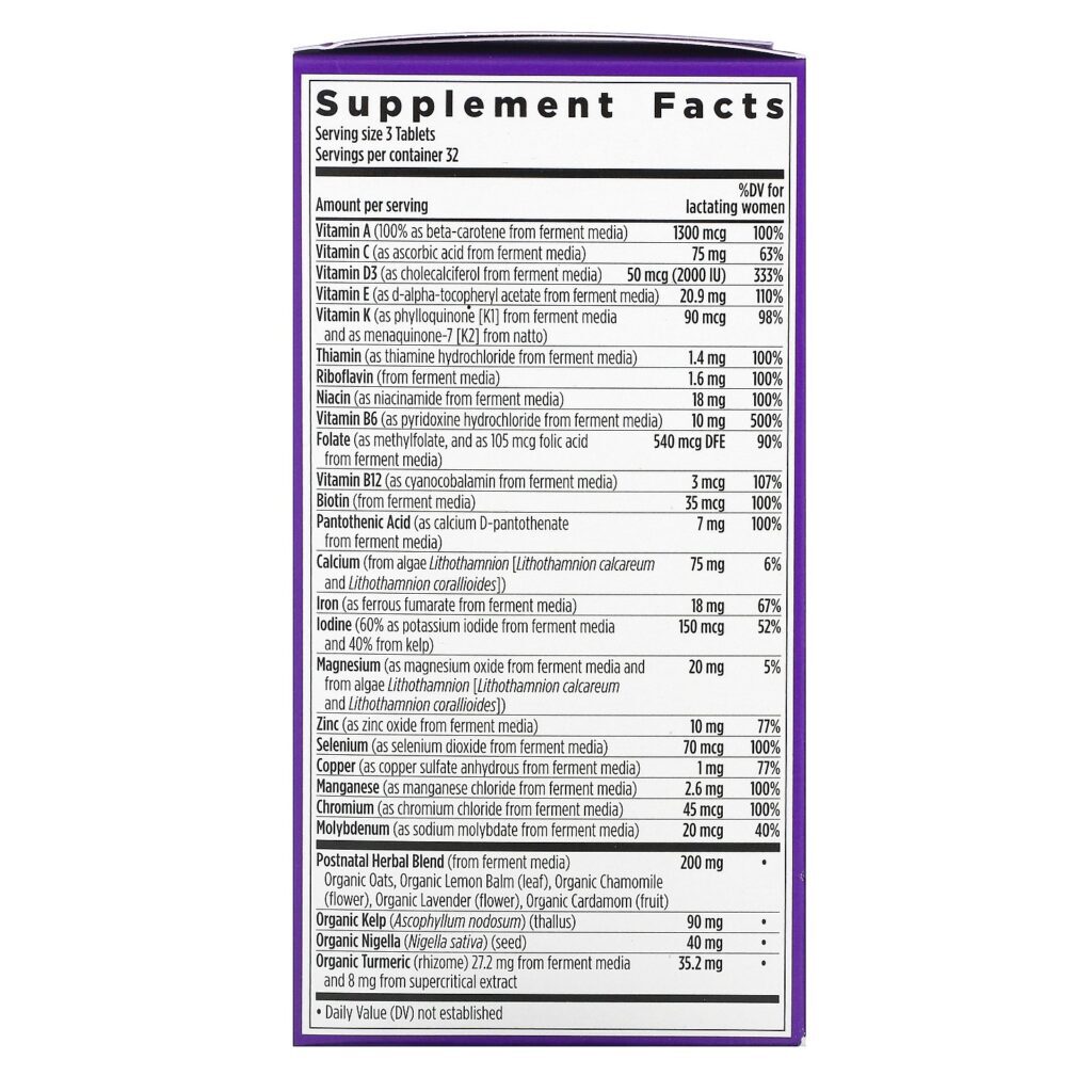 New Chapter, Perfect Postnatal, Whole-Food Multivitamin, 96 Vegetarian Tablets - Imagem 2