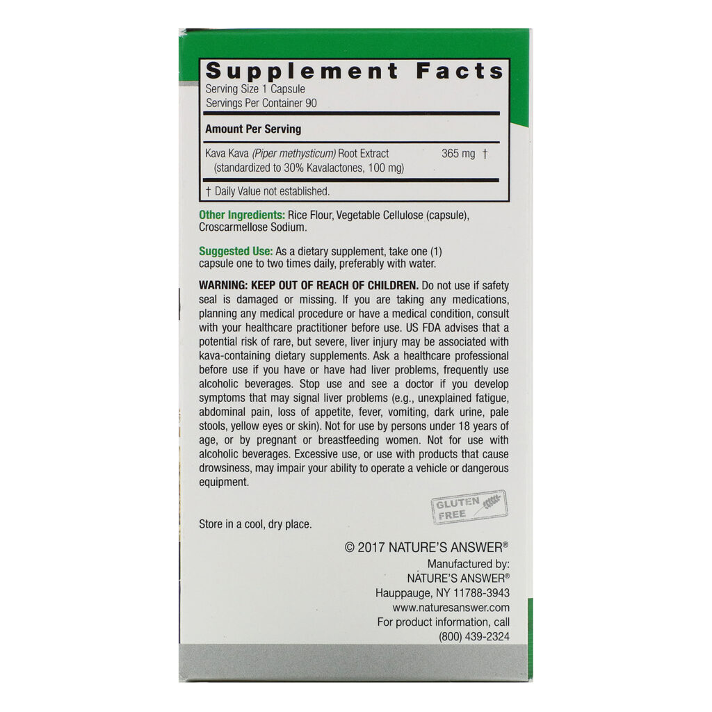 Nature's Answer, Kava-6, 90 Vegetarian Capsules - Imagem 2