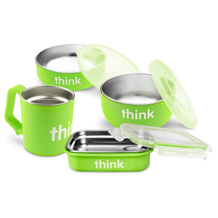 Think, Thinkbabi, O Conjunto de Alimentação Completamente Livre de BPA, Verde Claro, 1 Conjunto