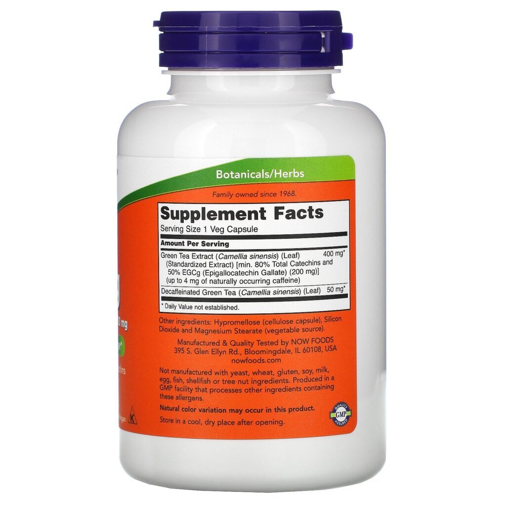 Now Foods, EGCg, Extrato de Chá Verde, 400 mg, 180 Cápsulas Vegetais - Imagem 2