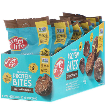 Enjoy Life Foods, Bites de Proteína de Chocolate, Banana com Cobertura, 8 Saquinhos, 48 g (1,7 oz) Cada