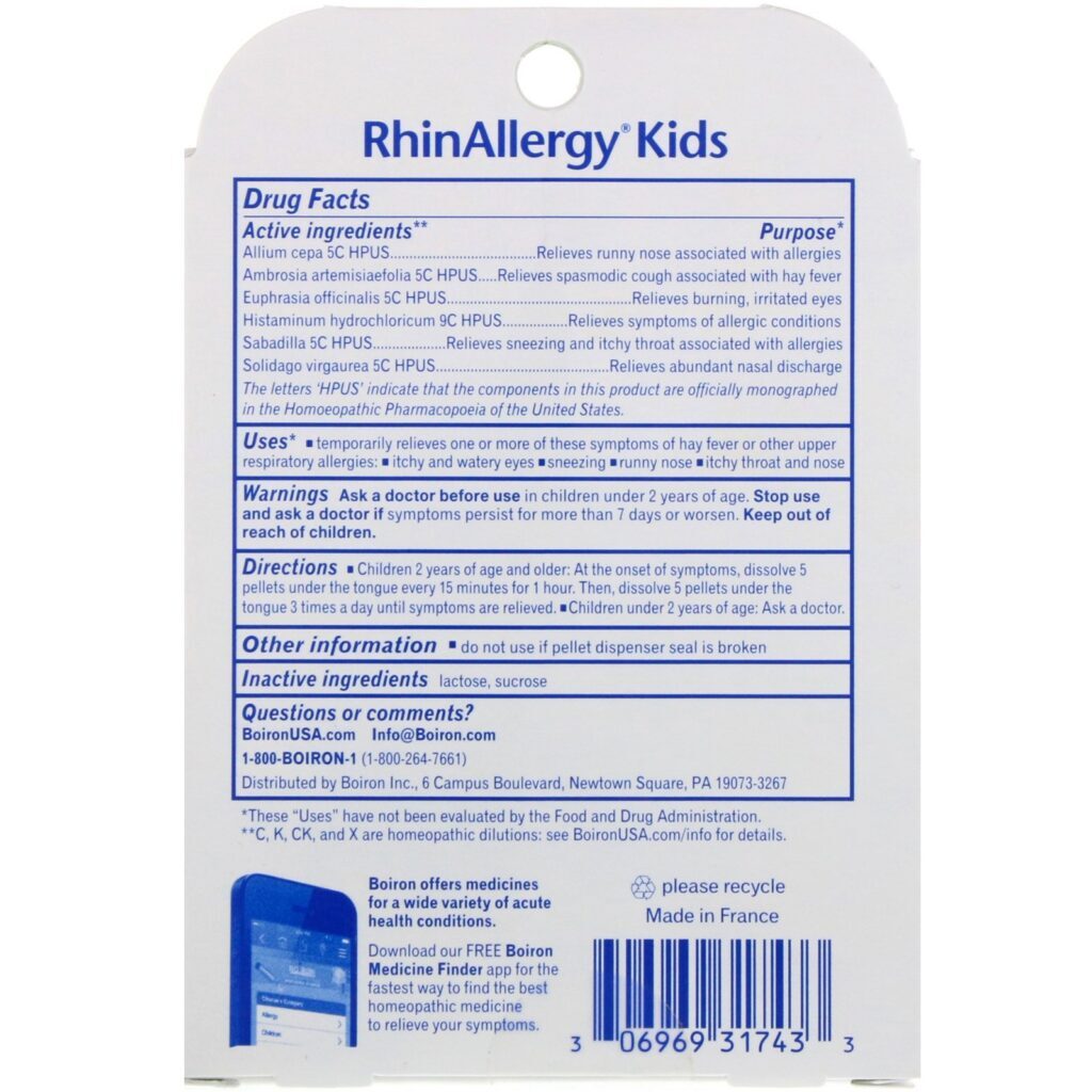 Boiron, Infantil, RhinAllergy, 3 Tubos, 80 Pastilhas de Dissolução Rápida Cada - Imagem 2