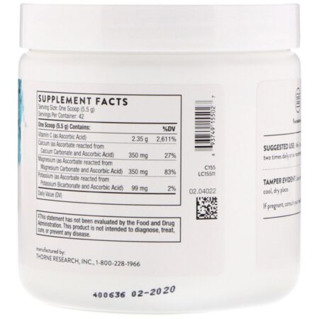 Thorne Research, Vitamina C Tamponada em Pó, 231 g - Imagem 2