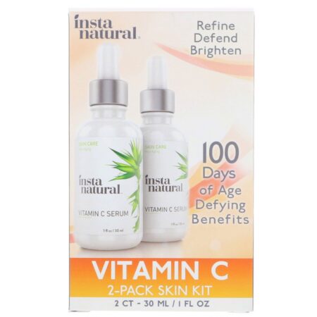 InstaNatural, Kit para a Pele de 2 Embalagens com Soro de Vitamina C, 2 Pacotes, 30 ml (1 fl oz) Cada - Image 2