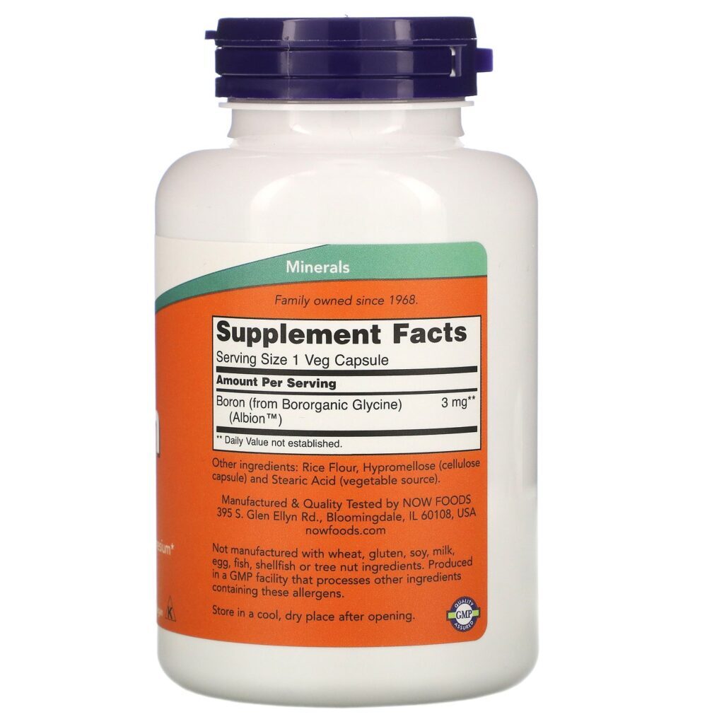 Now Foods, Boro, 3 mg, 250 Cápsulas Vegetais - Imagem 2