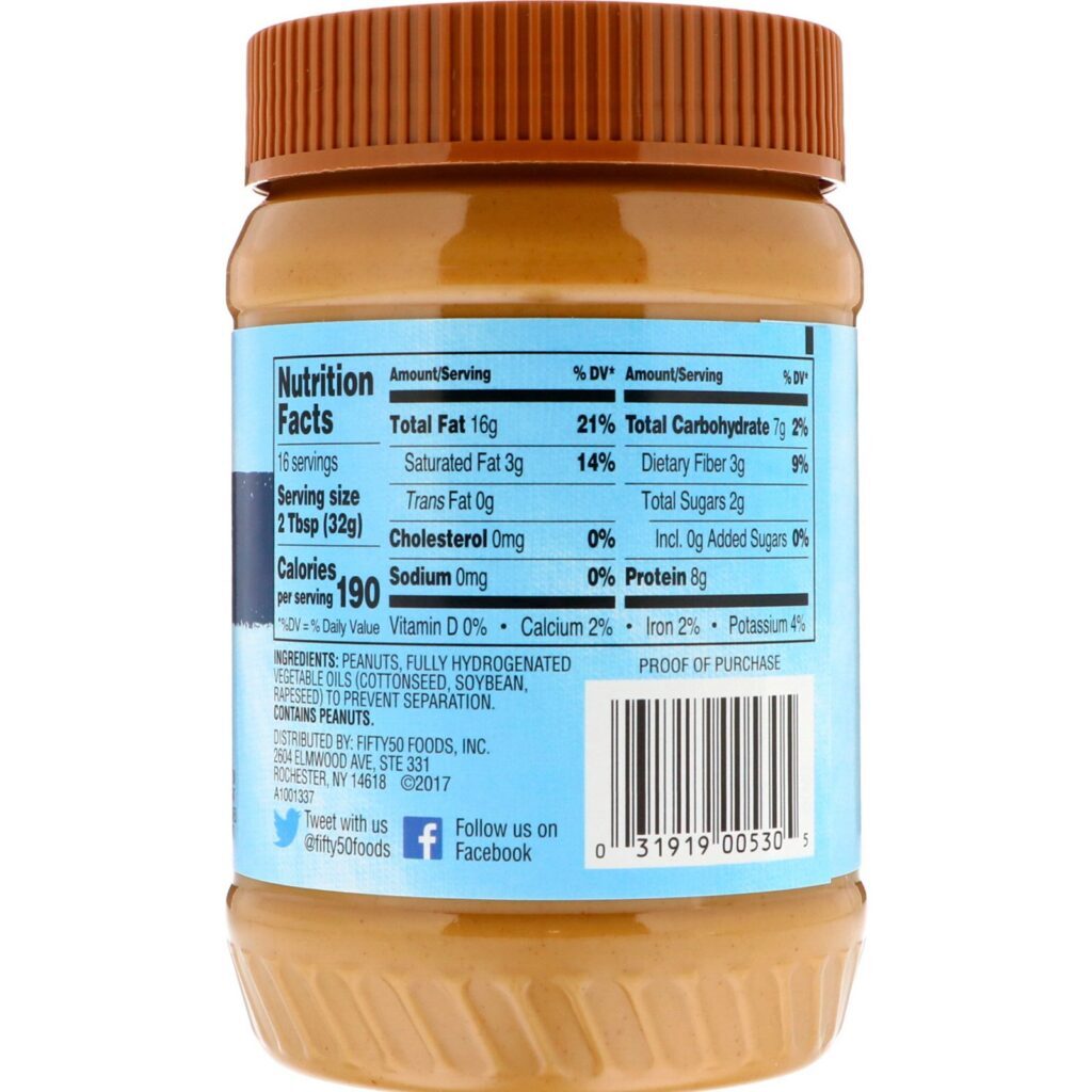 Fifty 50, Manteiga de Amendoim com Baixo Índice Glicêmico, Cremosa, 510 g (18 oz) - Imagem 2