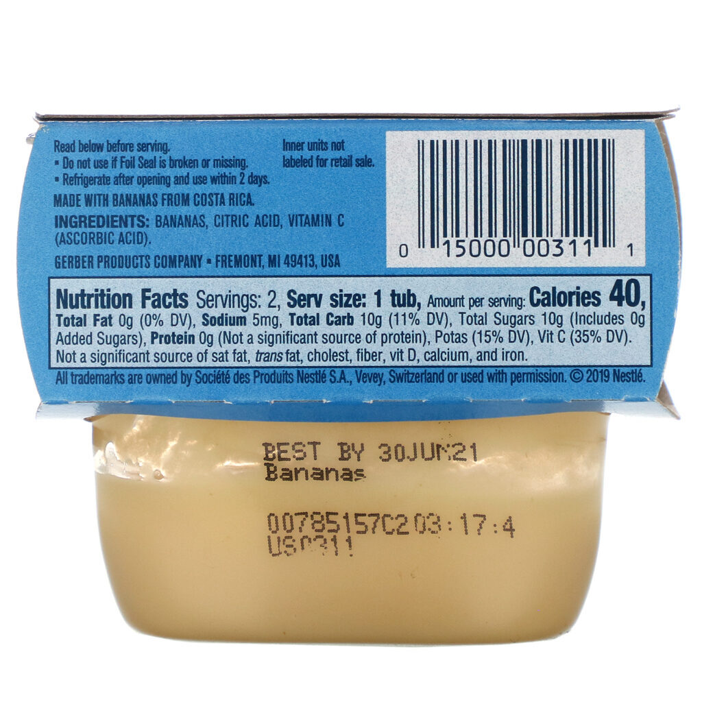 Gerber, Banana, 2 Packs, 2 oz (56 g) Each - Imagem 2