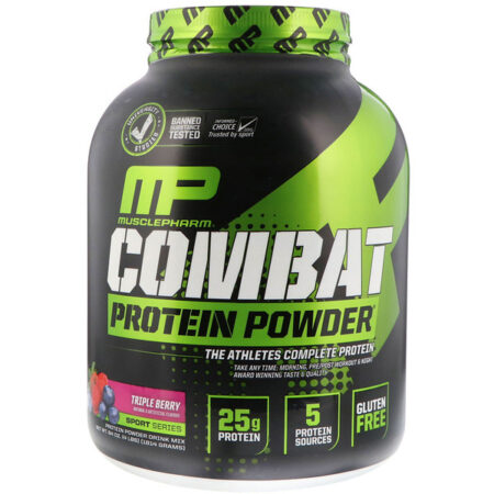 MusclePharm, Pó de Proteína de Combate, Bagas Triplas, 4 lbs (1814 g)