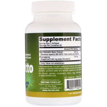 Jarrow Formulas, Saw Palmetto, 160 mg, 120 Cápsulas Softgel - Image 2