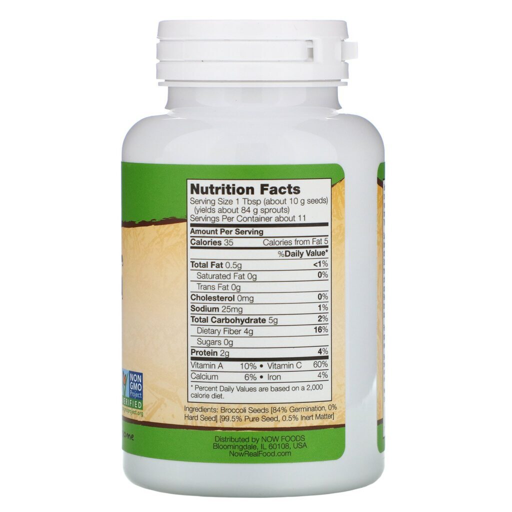 Now Foods, Real Food, Sementes de Brócolis, 113 g (4 oz) - Imagem 2