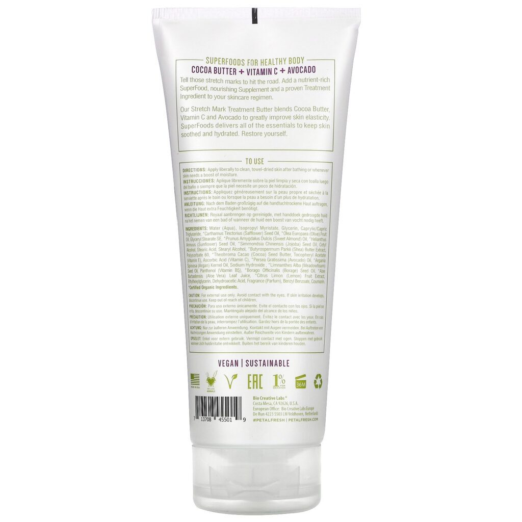 Petal Fresh, Pure, SuperFoods For Body, Stretch Out Stretch Mark Treatment Butter, Cocoa Butter, Vitamin E & Avocado, 7 fl oz (200 ml) - Imagem 2