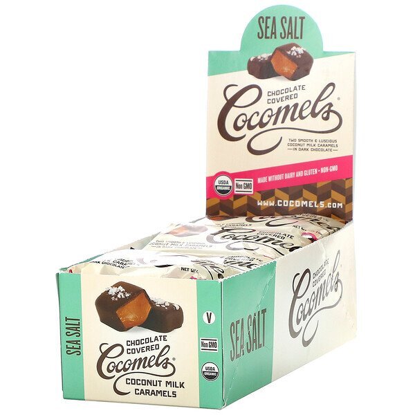 Cocomels, Orgânico, Caramelos de Leite de Coco com Cobertura de Chocolate, 15 Unidades, 28 g Cada