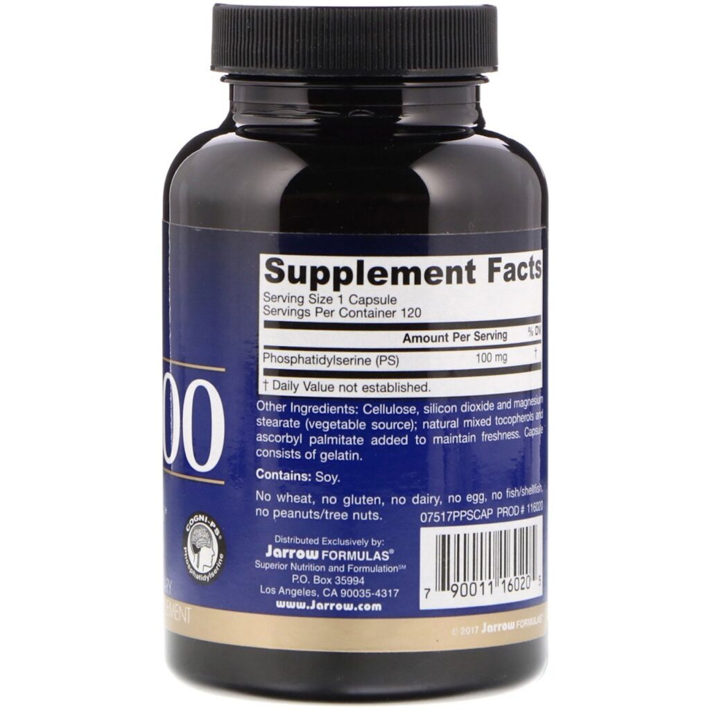 Jarrow Formulas, PS 100, Fosfatidilserina, 100 mg, 120 Cápsulas - Imagem 2