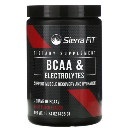 Sierra Fit, BCAA e Eletrólitos, 7 g de BCAAs, Ponche de Frutas, 435 g (15,34 oz)