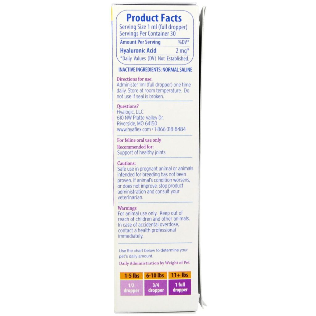Hyalogic, Hialurônico Flexível para Gatos, Ácido Hialurônico (HA) via Oral, Original, 1 onça (30 mL) - Imagem 2