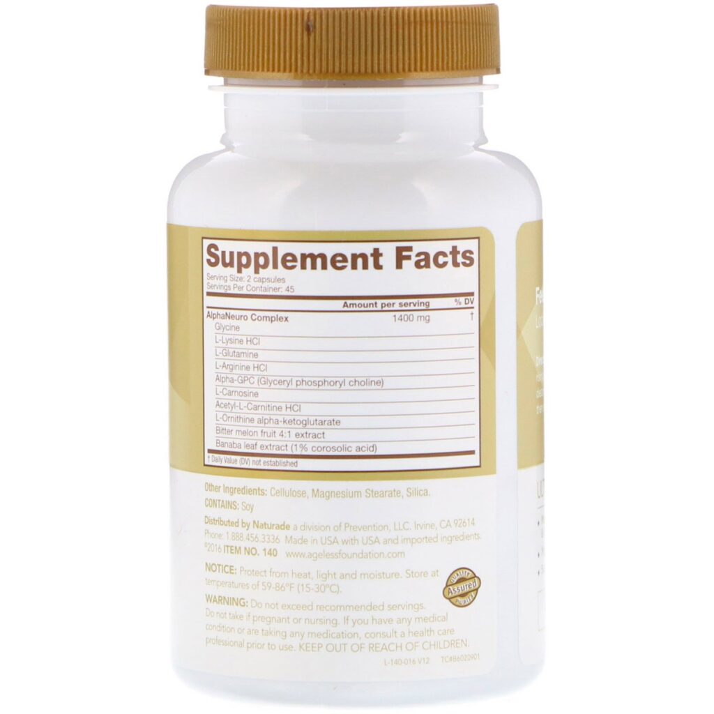 Ageless Foundation Laboratories, UltraMax Ouro com Complexo AlfaNeuro, 90 Cápsulas Vegetais - Imagem 2