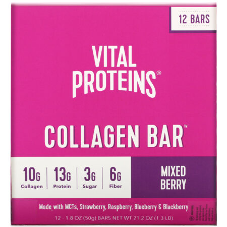 Vital Proteins, Collagen Bar, Mixed Berry, 12 Bars, 1.8 oz (50 g) Each - Image 2