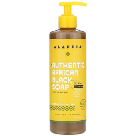 Alaffia, Sabonete Preto Africano Autêntico, Árvore do Chá e Eucalipto, 16 fl oz (476 ml)