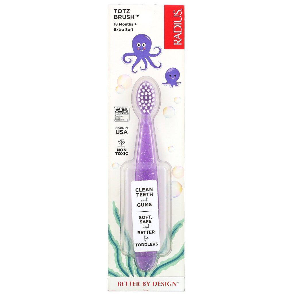 RADIUS, Totz Toothbrush, Extra Soft, 18+ Months, Purple Sparkle, 1 Toothbrush - Imagem 2