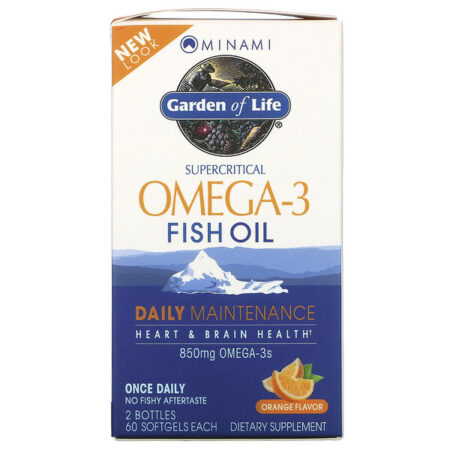 Minami Nutrition, Supercritical, Omega-3 Fish Oil, 850 mg, Sabor Laranja, 120 Cápsulas Softgel Cada