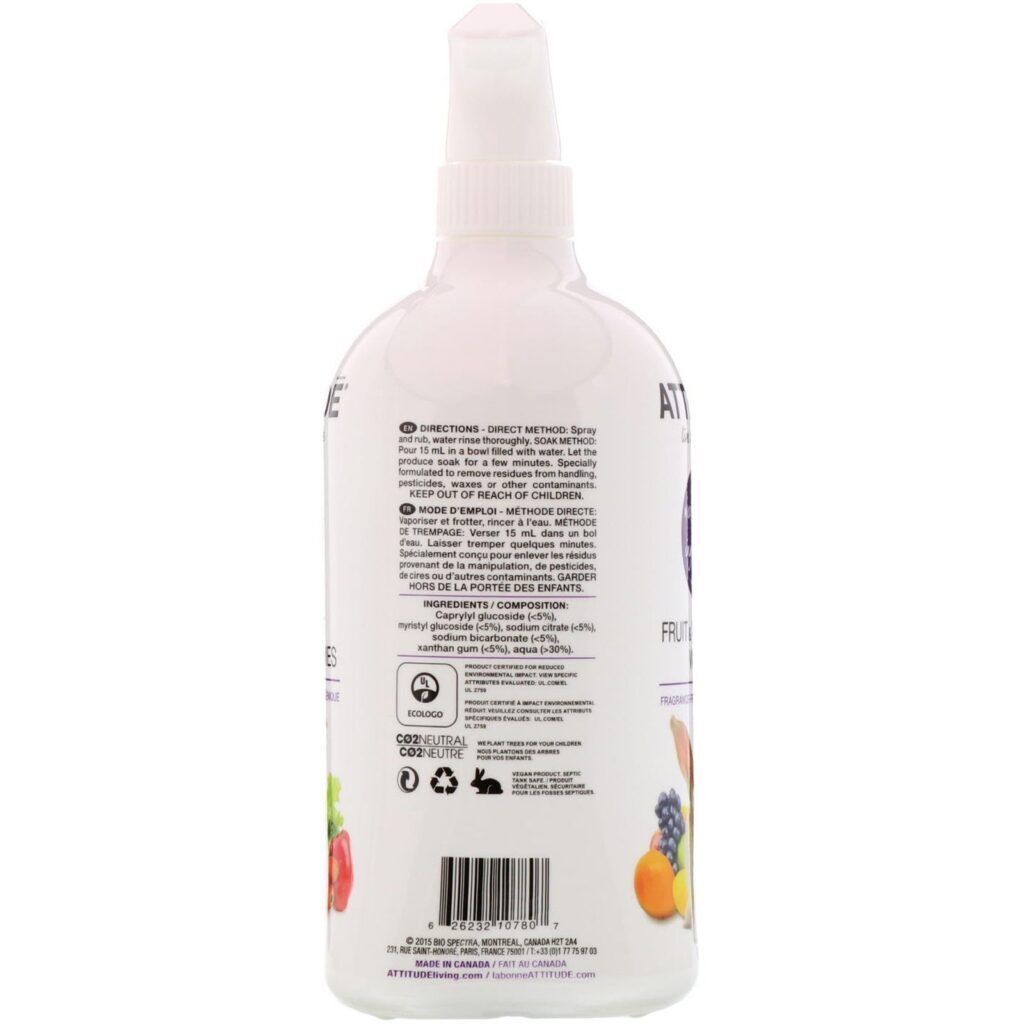 ATTITUDE, Lavagem de Frutas e Vegetais, 800 ml (27,1 fl oz) - Imagem 2