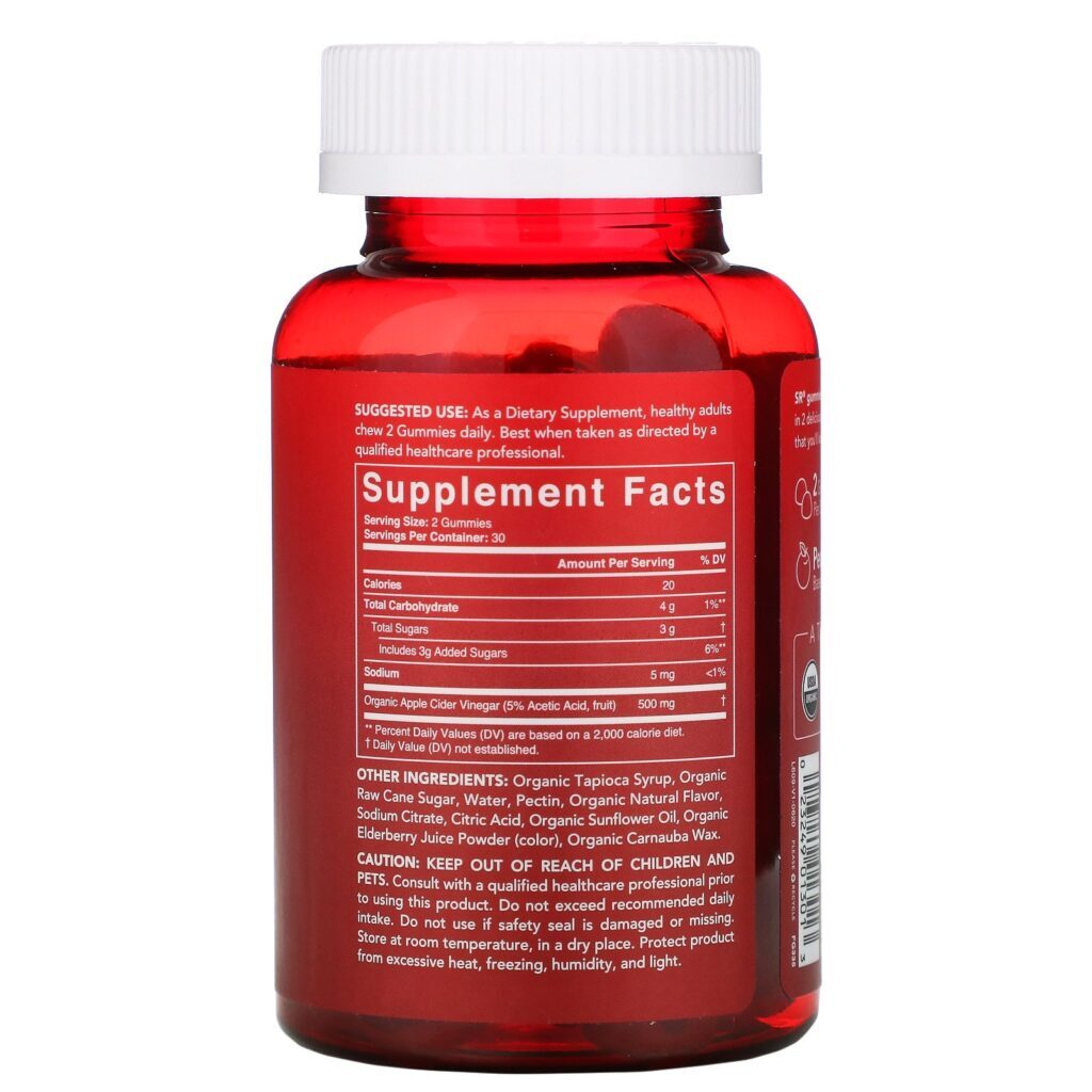 Sports Research, Organic Apple Cider Vinegar with the Mother, Natural Apple , 60 Gummies - Imagem 2